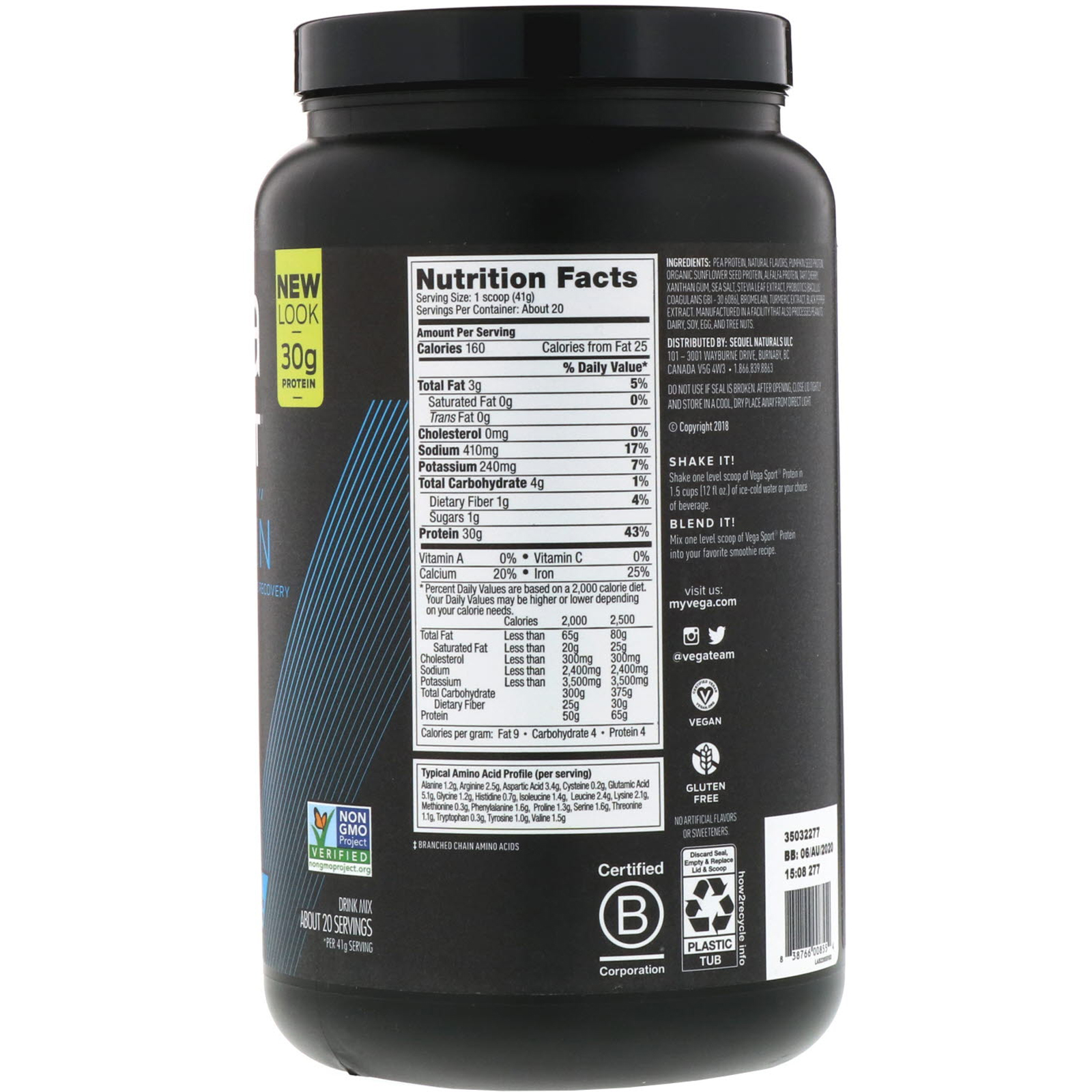 Comprar Vega, Sport, Proteína Premium, Baunilha, 828 g (29,2 oz) - Imagem 2