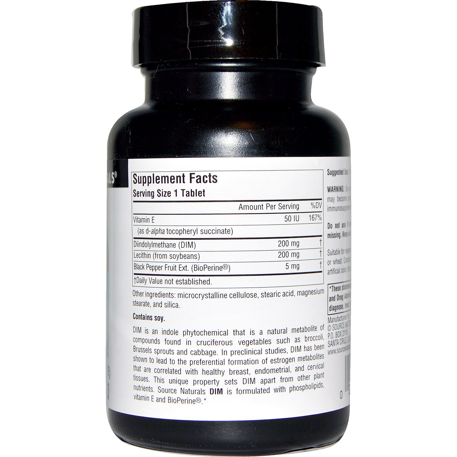 Comprar Source Naturals, DIM (Diindolilmetano), 200 mg, 60 Comprimidos - Imagem 2