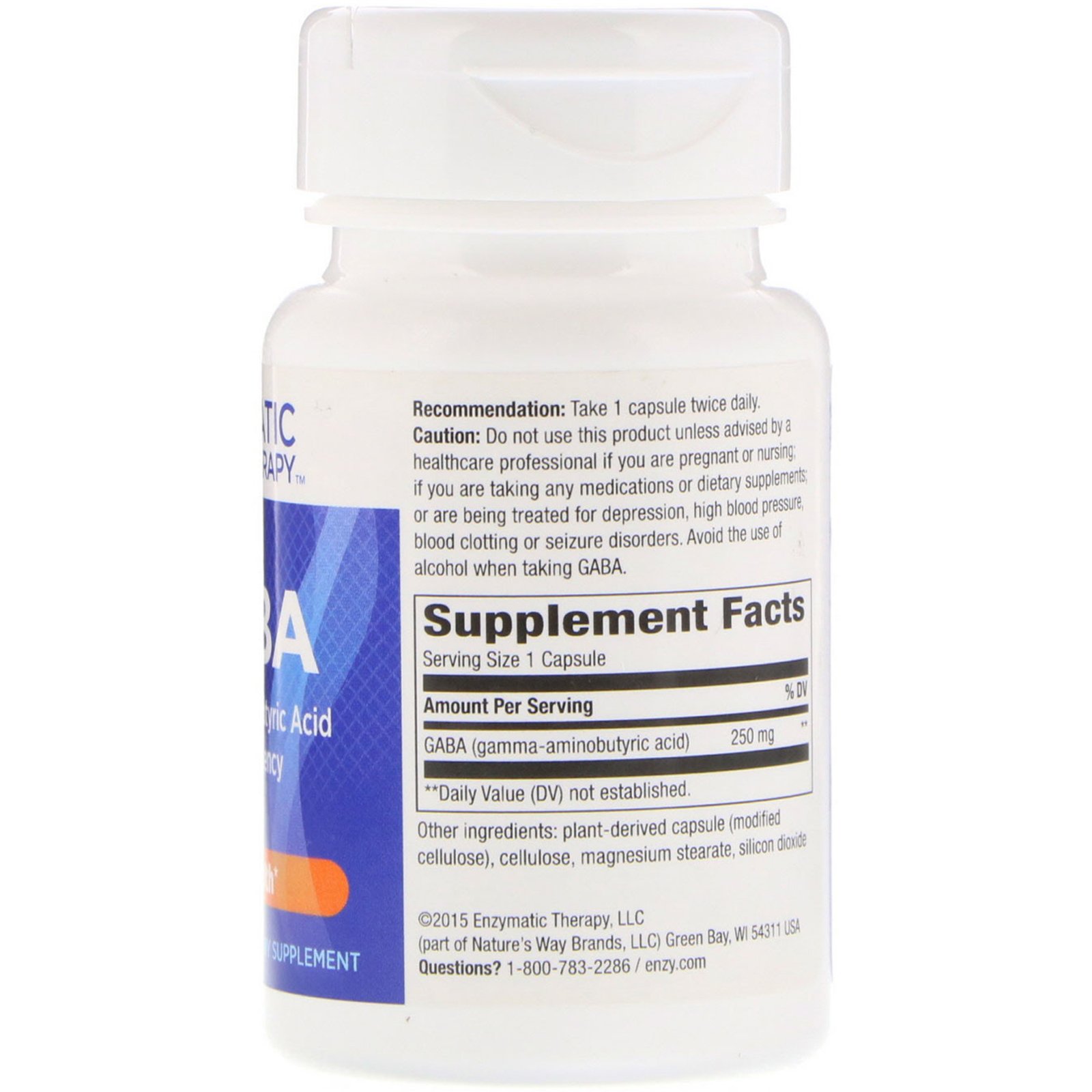 Comprar Enzymatic Therapy, GABA, 60 Cápsulas Vegetais - Imagem 2