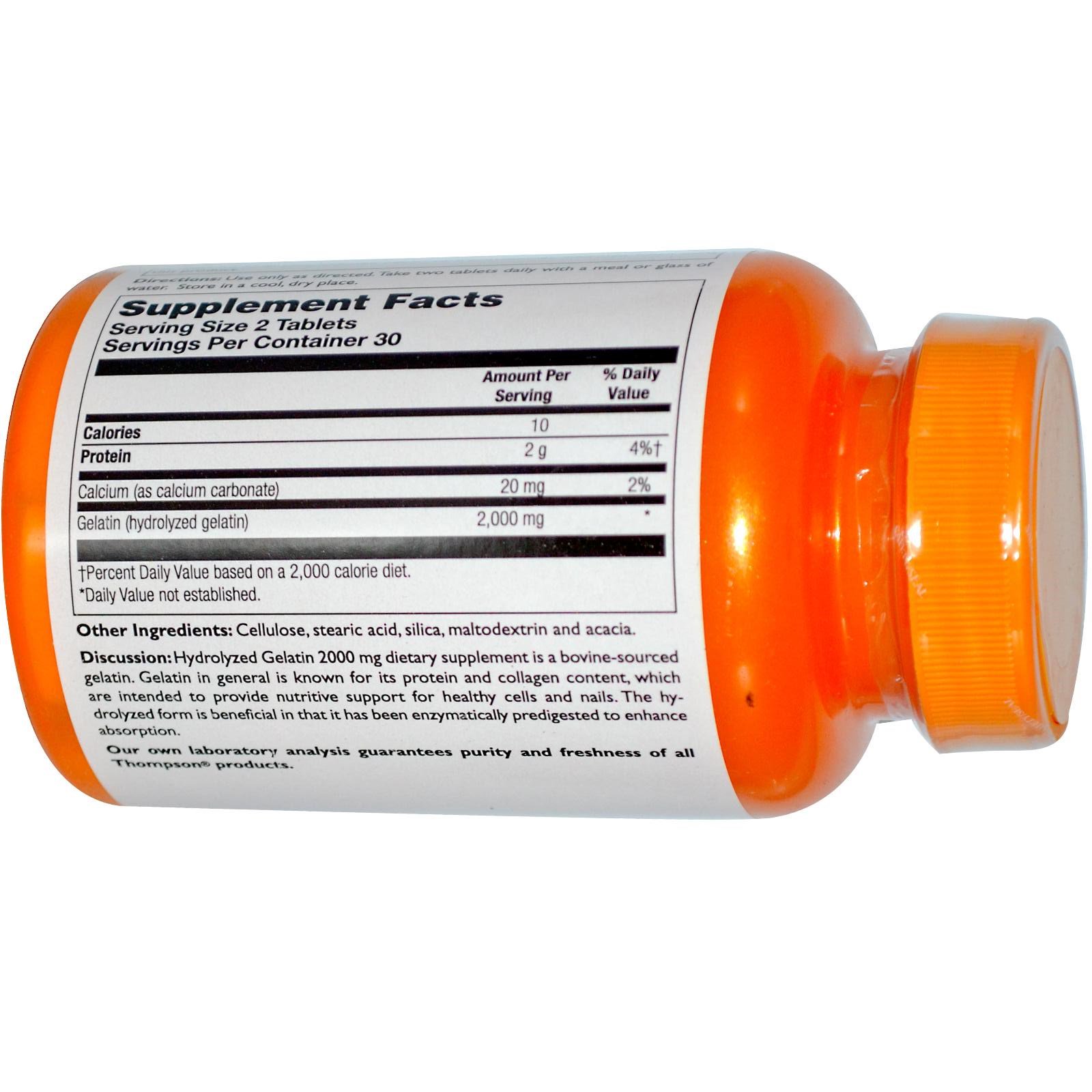 Comprar Thompson, Gelatina Hidrolisada, 2000 mg, 60 Comprimidos - Imagem 2