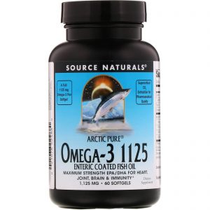 Comprar Source Naturals, Arctic Pure, Óleo de Peixe com Camada Entérica Omega-3 1125, 1,125 mg, 60 Softgels