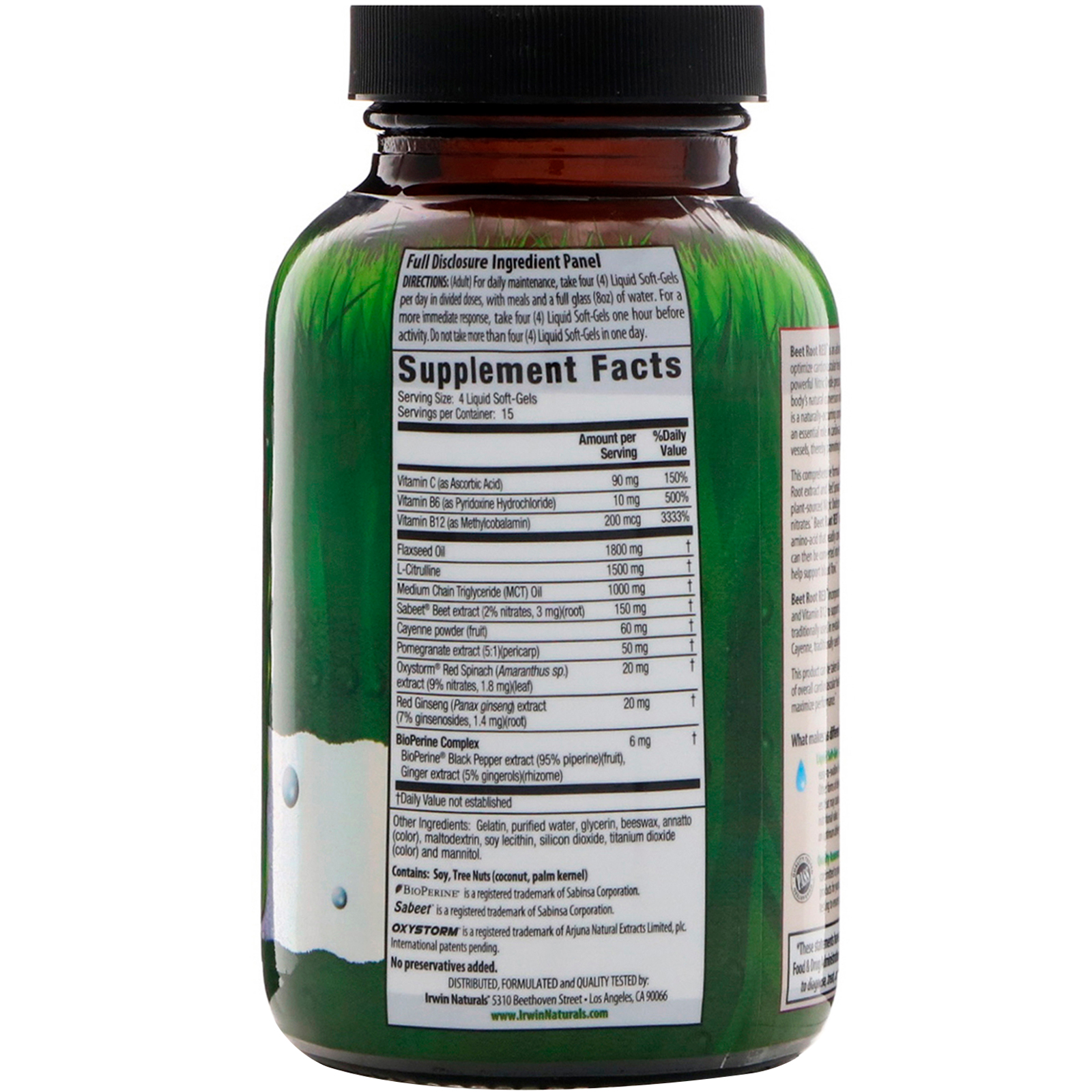 Comprar Irwin Naturals, Raiz de Beterraba VERMELHA, Max-Conversão com Amplificador de Óxido Nítrico, 60 Cápsulas Gelatinosas Líquidas - Imagem 2