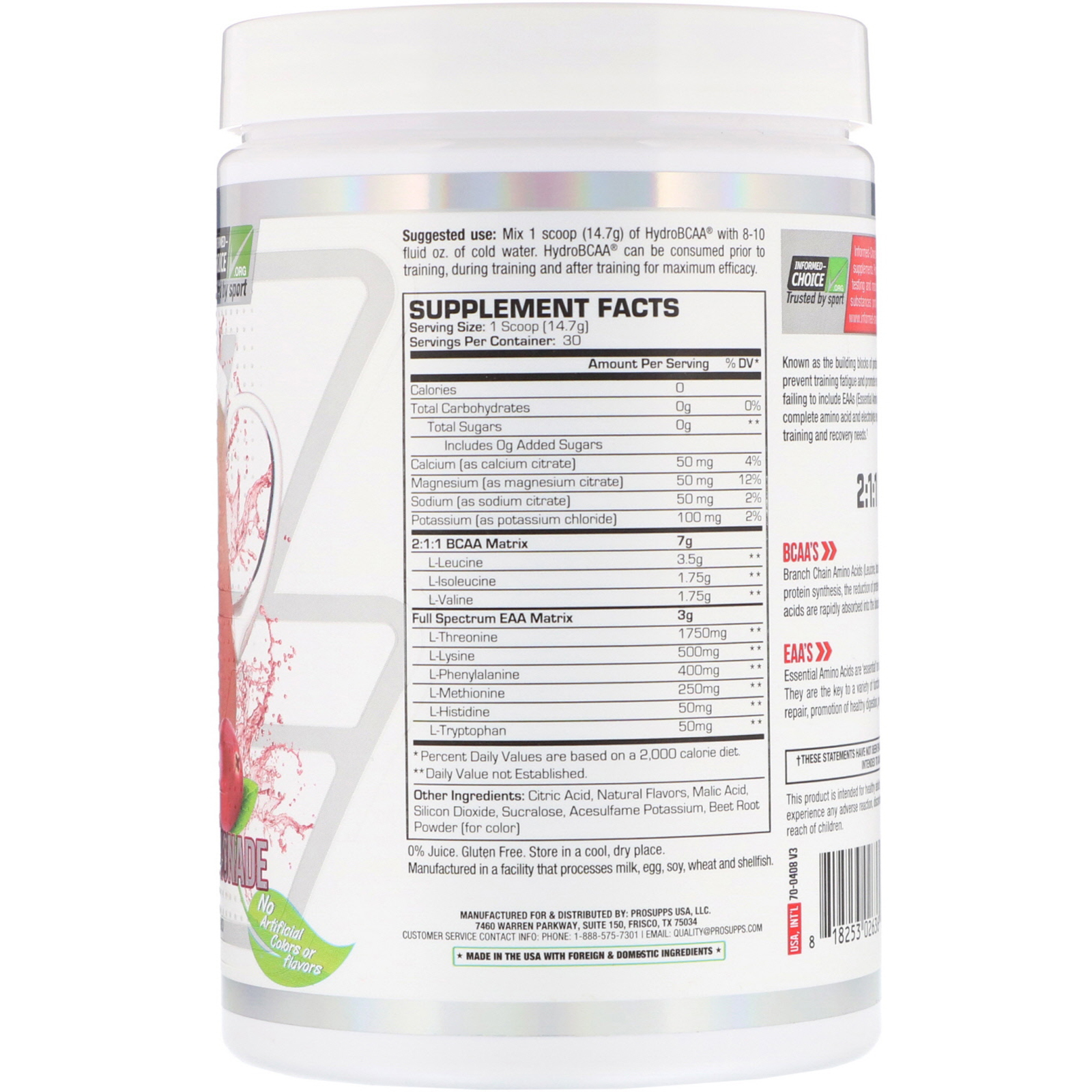 Comprar ProSupps, Hydro BCAA, Pink Lemonade, 15.6 oz (441 g) - Imagem 2