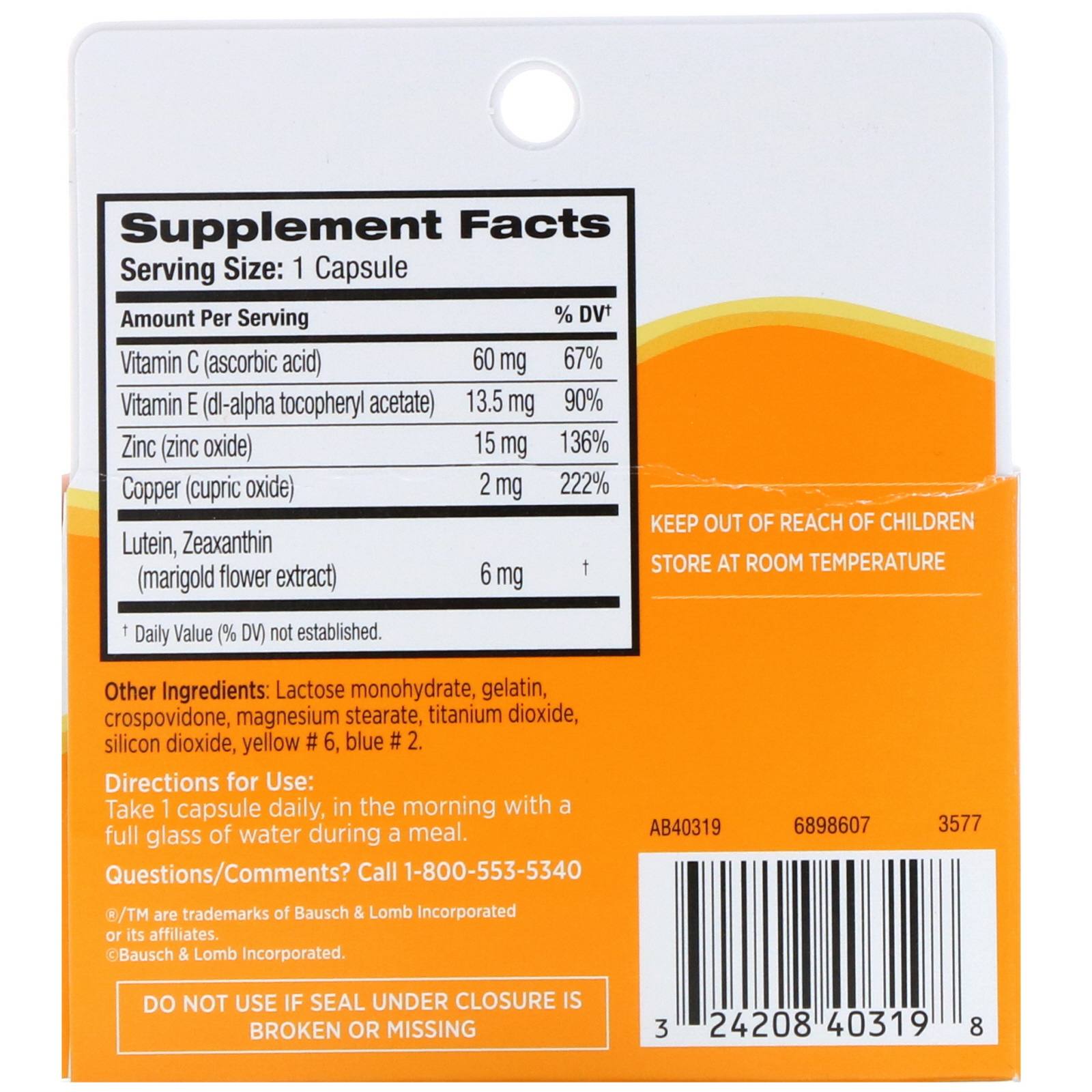 Comprar Bausch & Lomb, Ocuvite, Lutein & Zeaxanthin, 36 Capsules - Imagem 2
