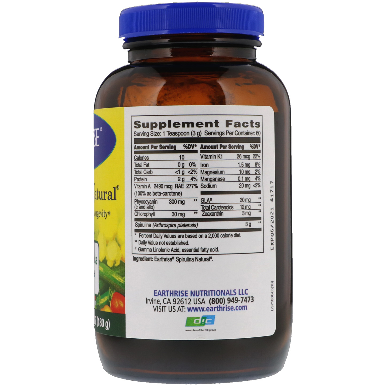 Comprar Earthrise, Pó Natural de Spirulina, 6,4 oz (180 g) - Imagem 2