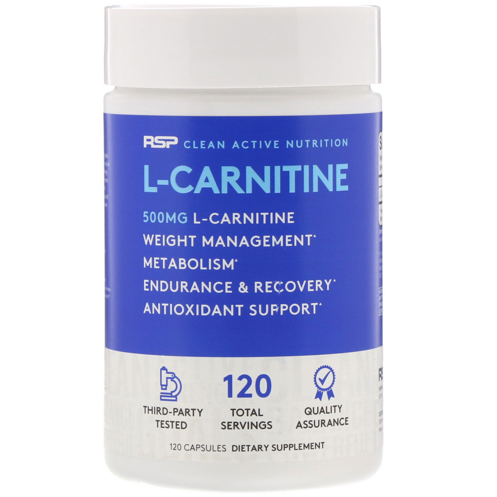 Comprar RSP Nutrition, L-Carnitina, 500 mg, 120 Cápsulas