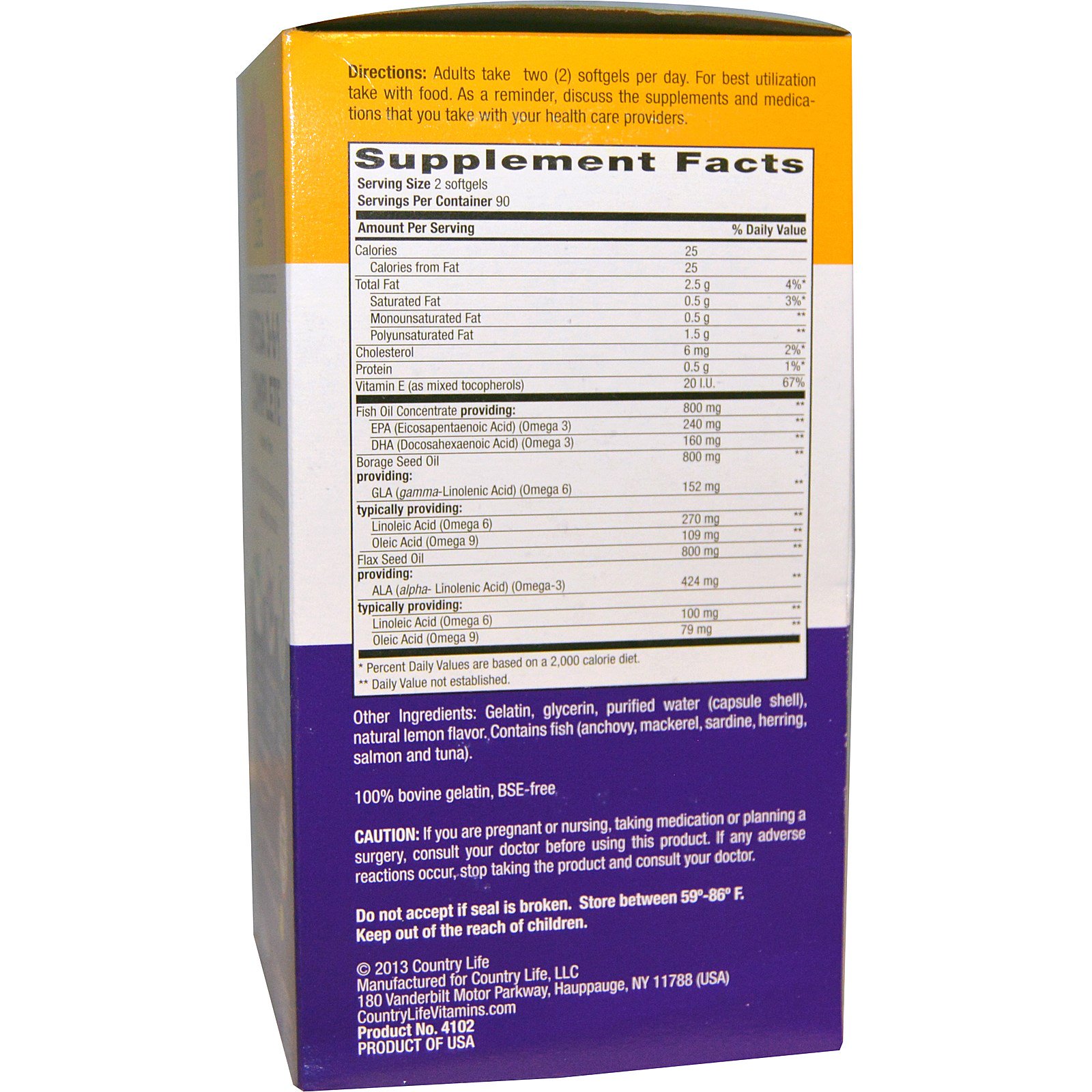 Comprar Country Life, Ultra Concentrated Omega 3-6-9 Complete, Natural Lemon, 180 Softgels - Imagem 2