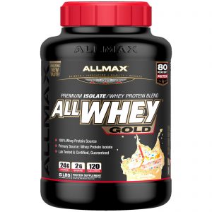Comprar ALLMAX Nutrition, AllWhey Gold, 100% Whey Protein + Whey Protein Isolado Premium, Sabor Bolo de Aniversário, 2,27 kg (5 lbs)