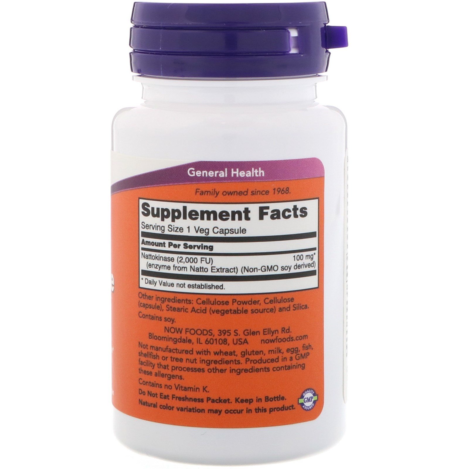 Comprar Now Foods, Nattokinase, 100 mg, 60 cápsulas para vegetarianos - Imagem 2