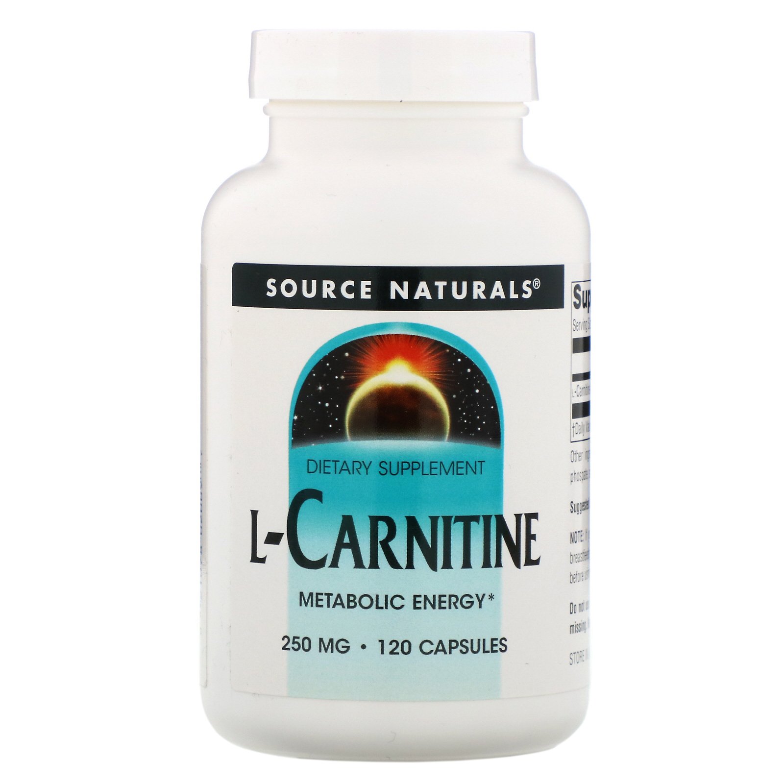 Comprar Source Naturals, L-carnitina, 250 mg, 120 Cápsulas