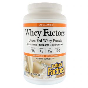 Comprar Natural Factors, Whey Factors, Proteína Whey de Gado Alimentado com Pasto, Sem sabor, 2 lbs (907 g)