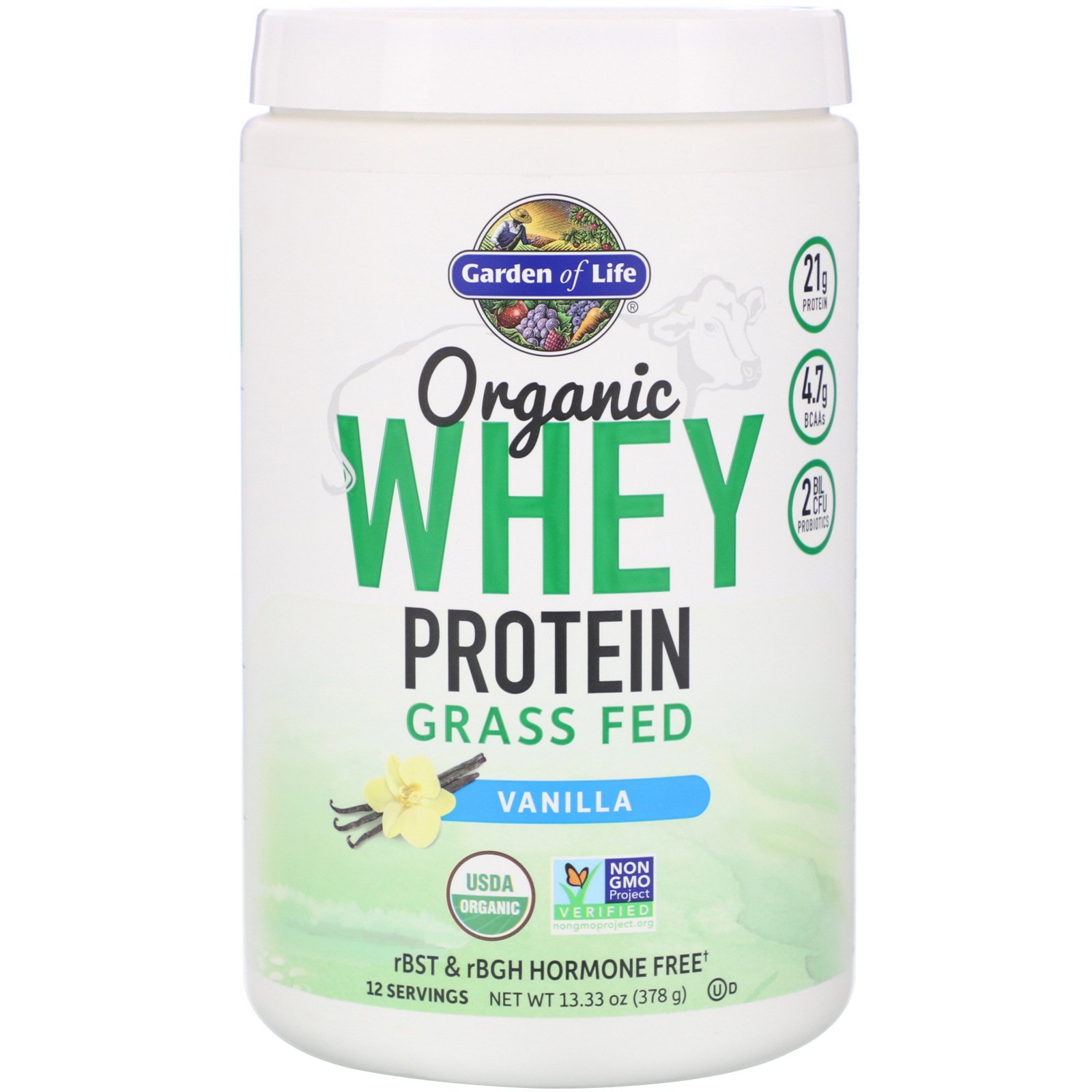Comprar Garden of Life, Organic Whey Protein Grass Fed, Vanilla, 13.33 oz (378 g)