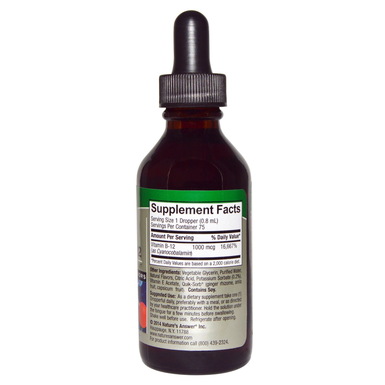 Comprar Nature's Answer, Vitamina B-12 Líquida, com Sabores Naturais, 2 fl oz (60 ml) - Imagem 2
