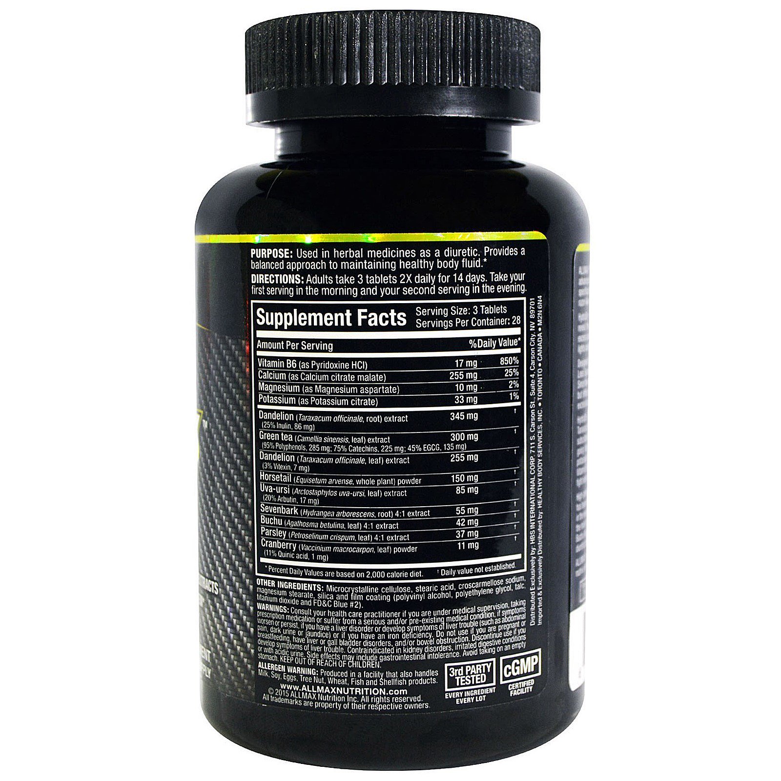 Comprar ALLMAX Nutrition, HydraDry, Diurético Ultrapotente + Estabilizador de Eletrólitos, 84 Comprimidos - Imagem 2