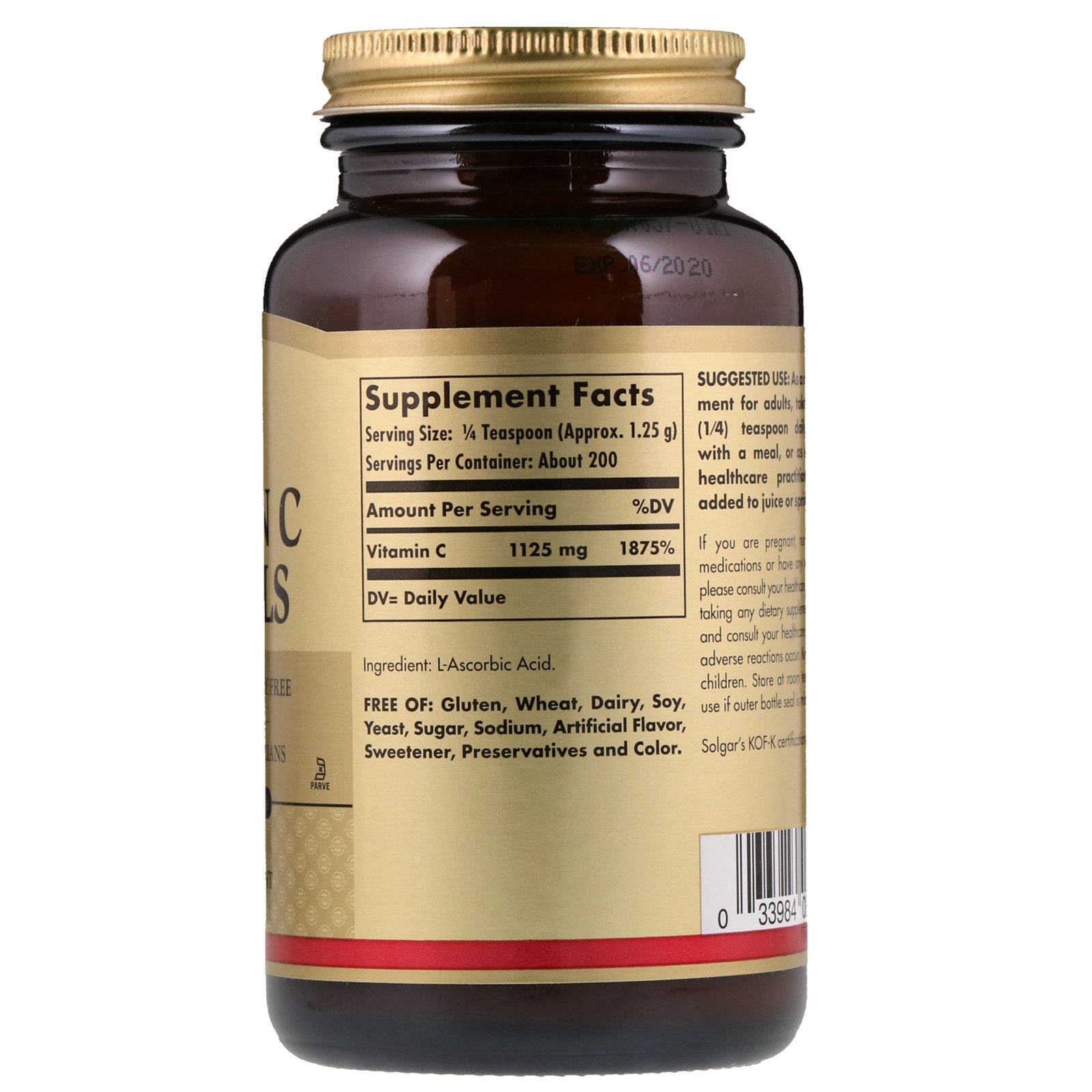 Comprar Solgar, Cristais de Vitamina C Pura, 8.8 oz (250 g) - Imagem 2