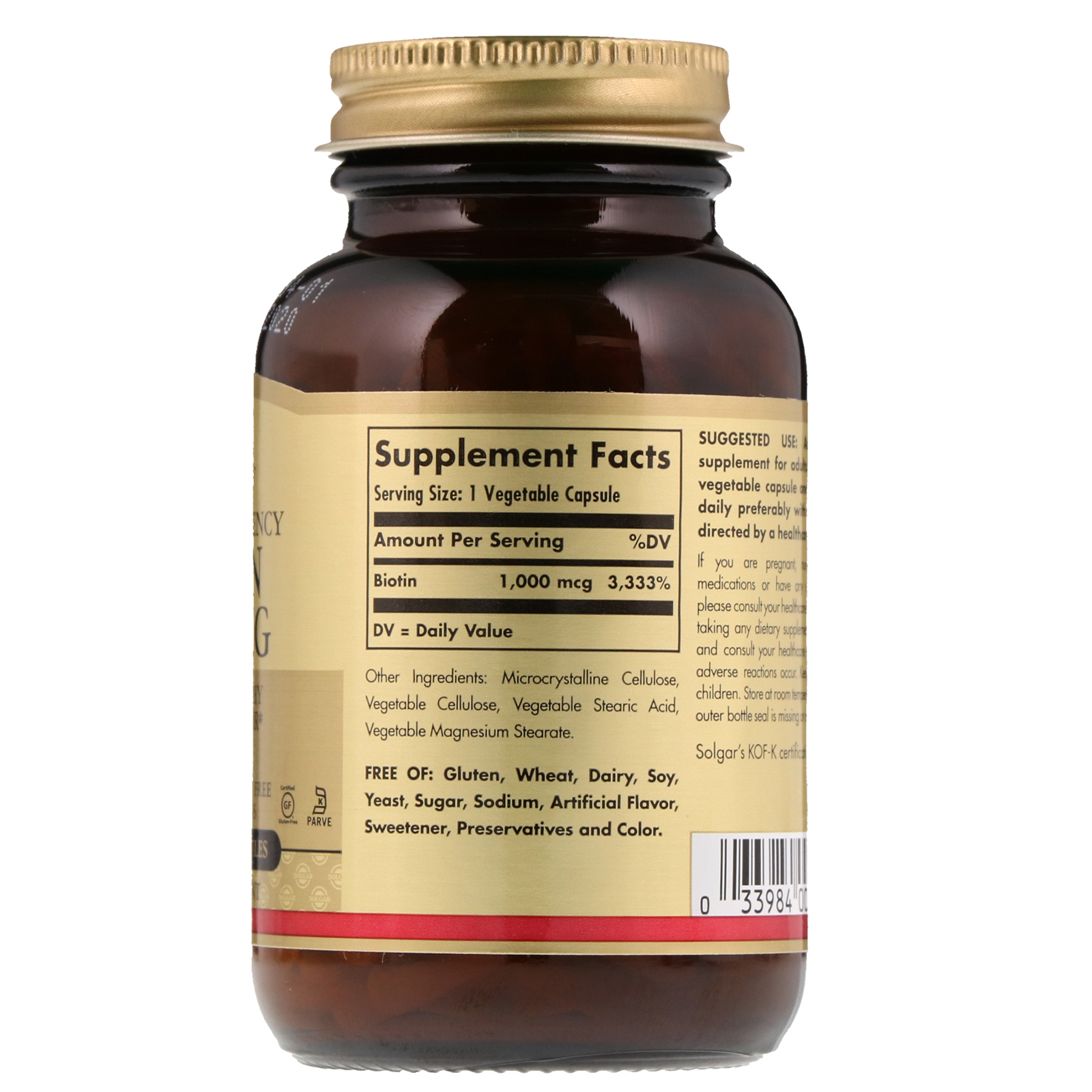 Comprar Solgar, Biotina, 1.000 mcg, 250 Cápsulas Vegetais - Imagem 2