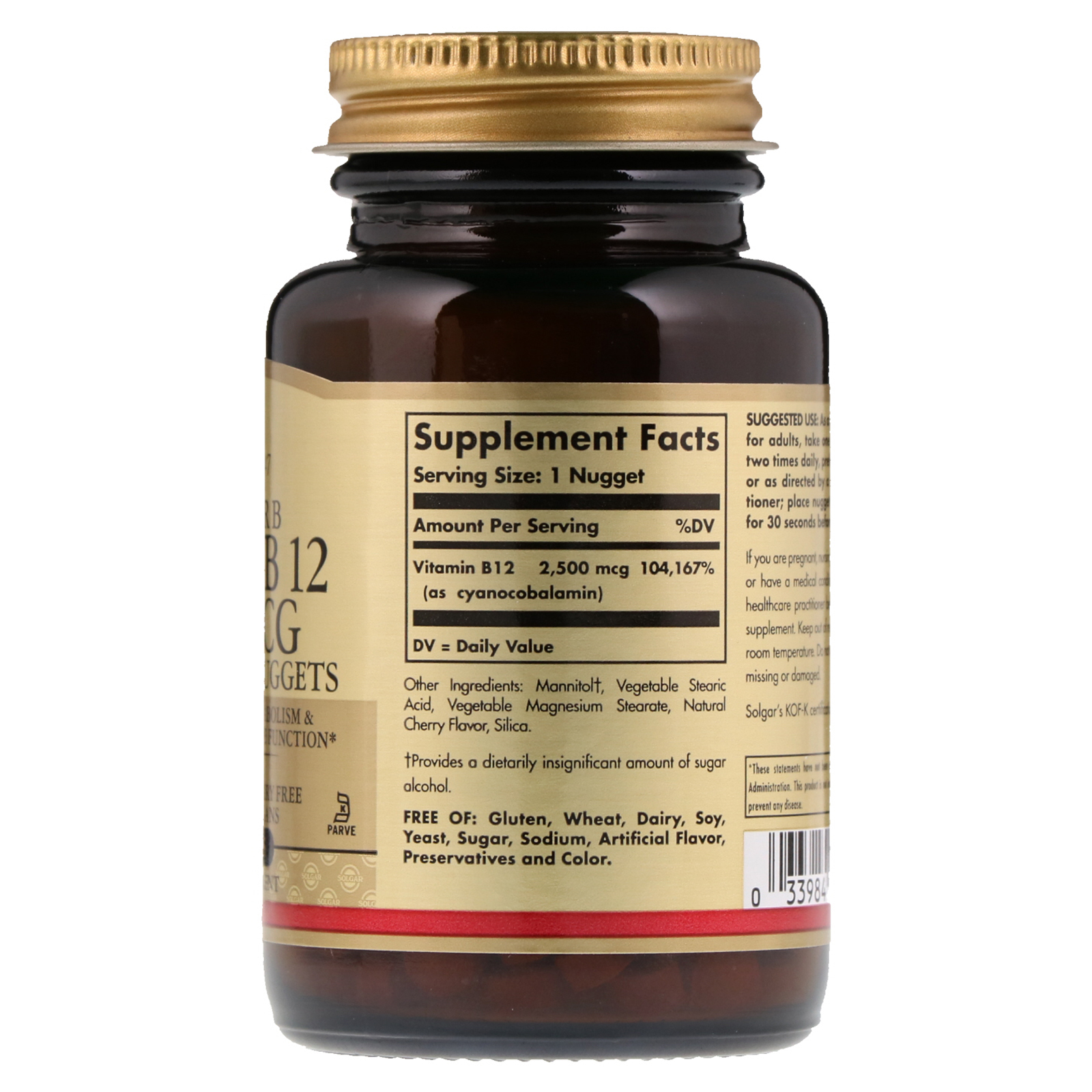 Comprar Solgar, Vitamina B12 Sublingual, 2.500 mcg, 120 Pepitas - Imagem 2