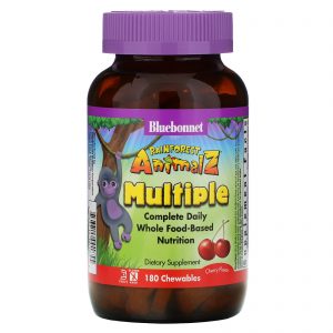 Comprar Bluebonnet Nutrition, Rainforest Animalz, Complete Daily Whole Food-Based Nutrition, Cherry Flavor, 180 Chewables
