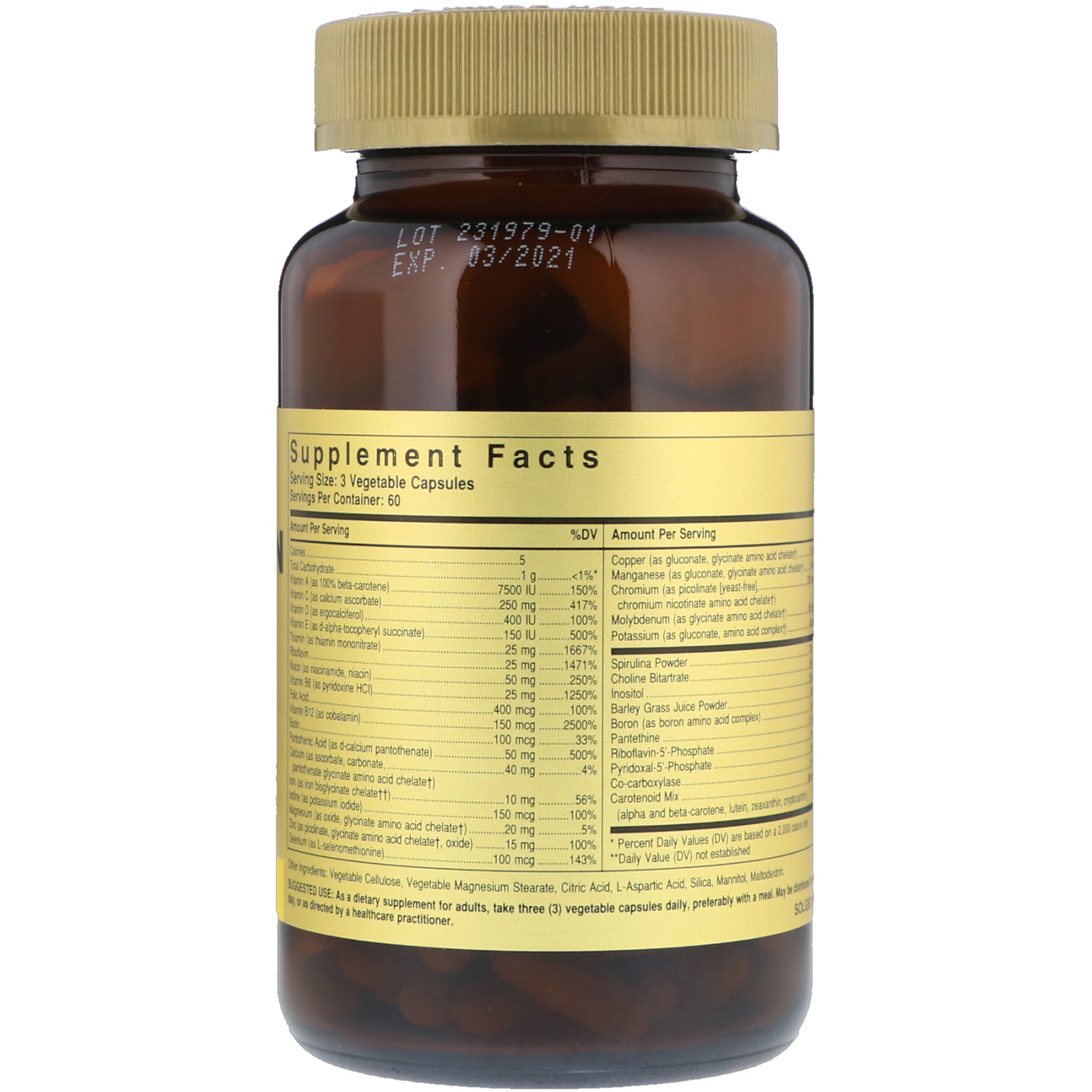 Comprar Solgar, Vegetarian Multiple, 180 Vegetable Capsules - Imagem 2