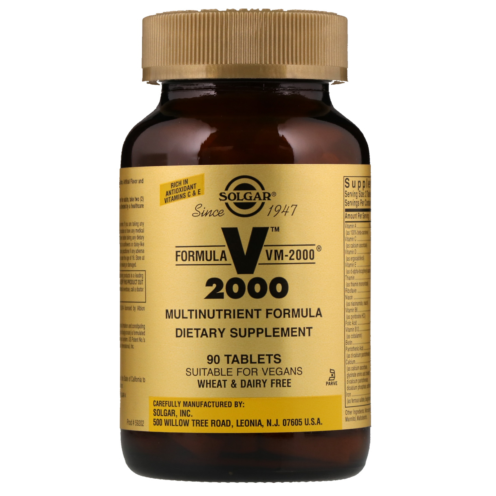 Comprar Solgar, Formula VM-2000, Fórmula Multinutriente, 90 Comprimidos