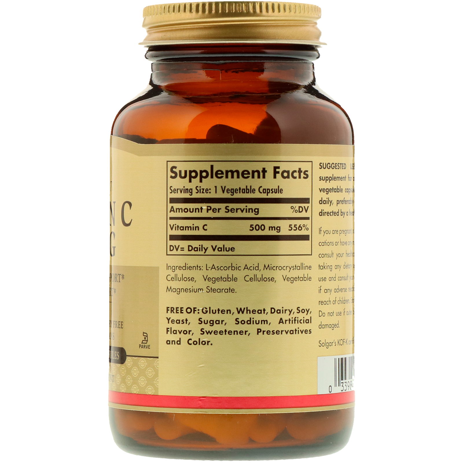 Comprar Solgar, Vitamina C, 500 mg, 100 Cápsulas Vegetais - Imagem 2