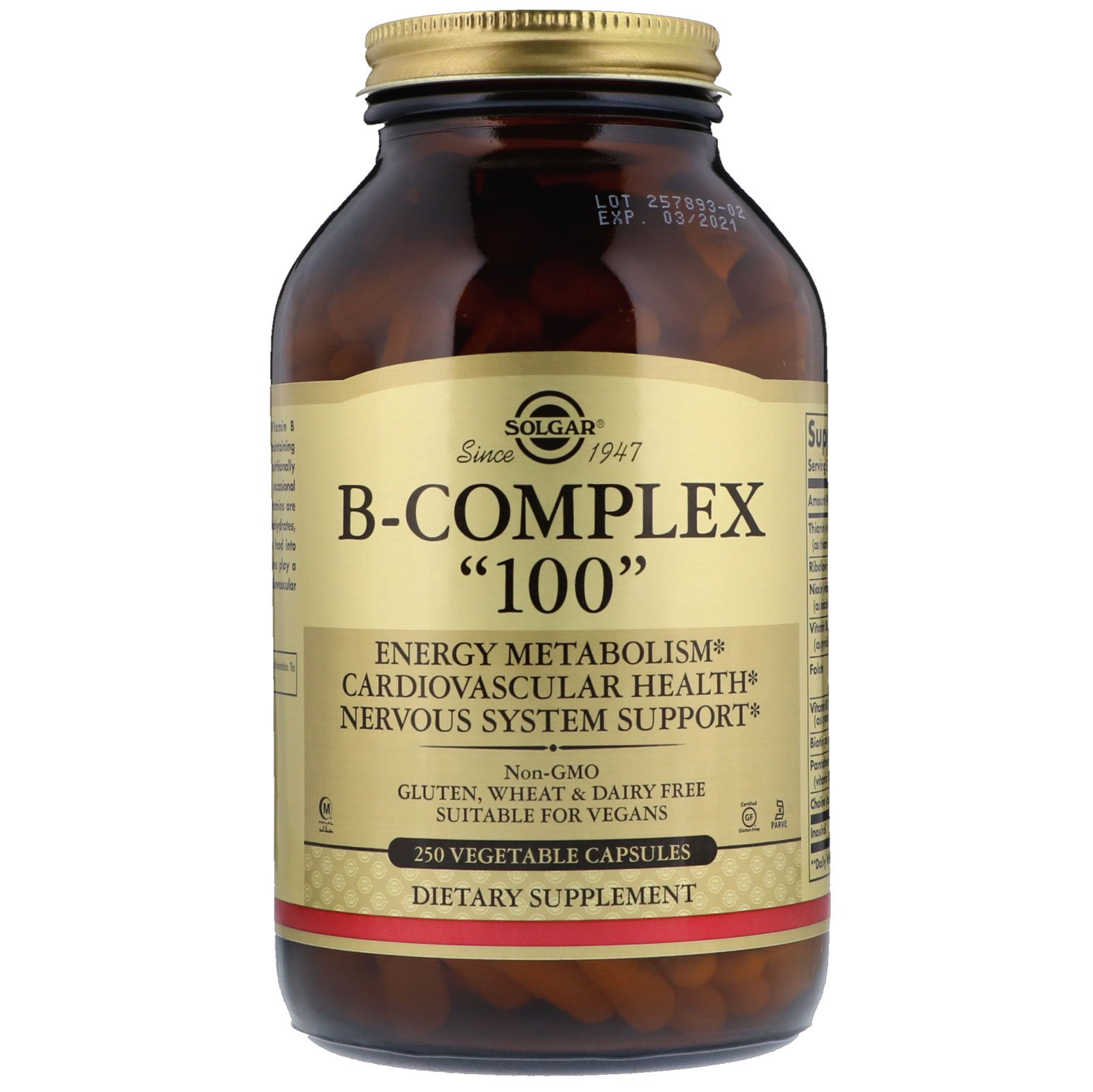 Comprar Solgar, Complexo B "100", 250 Cápsulas Vegetais