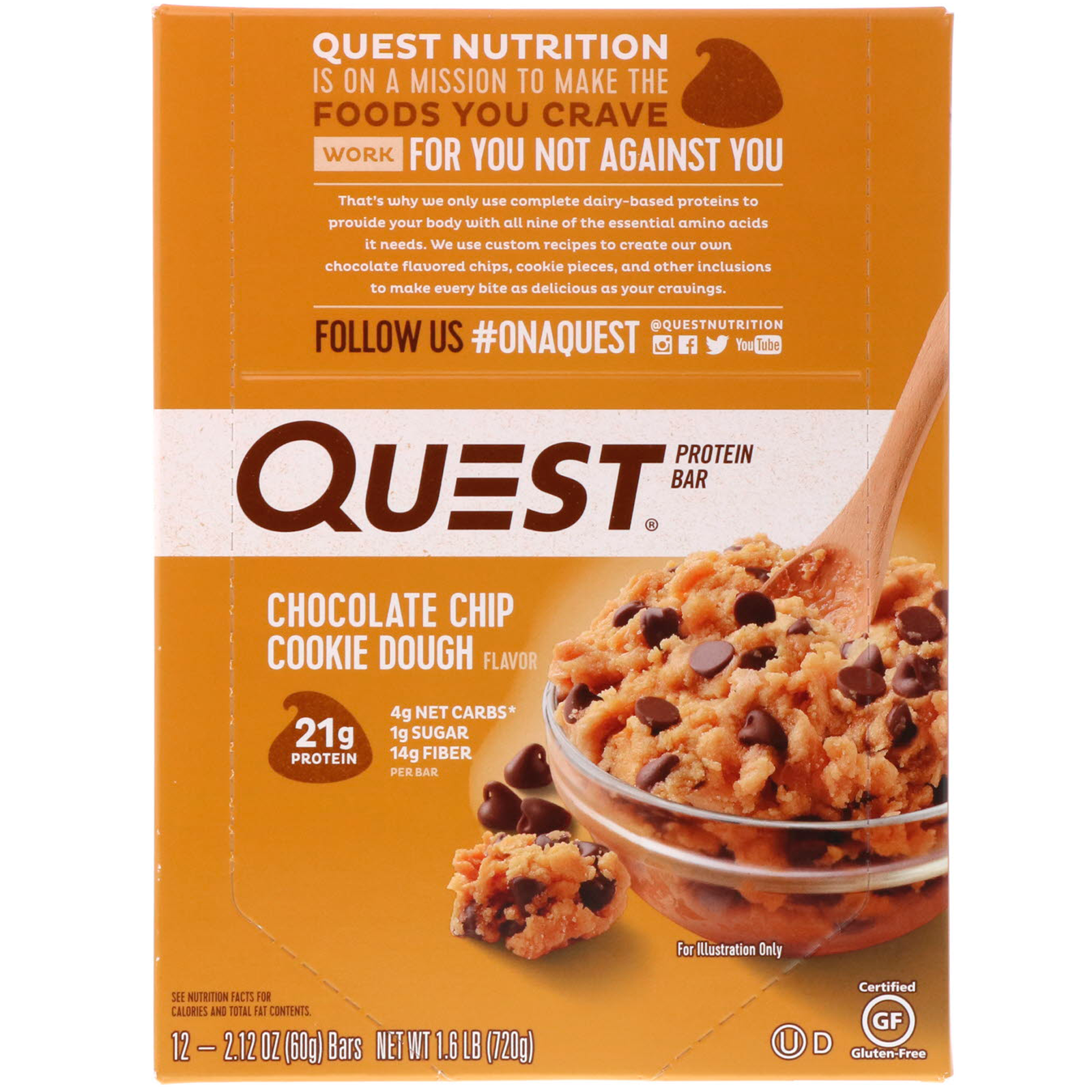 Comprar Quest Nutrition, Barra de Proteínas, Massa de Cookie de Chip de Chocolate, 12 Barras, 60 g (2,12 oz) Cada - Imagem 2