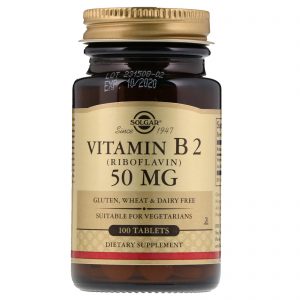 Comprar Solgar, Vitamina B2 (Riboflavina), 50 mg, 100 Comprimidos