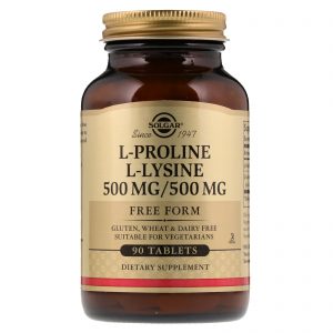 Comprar Solgar, L-Prolina e L-Lisina, 90 Comprimidos