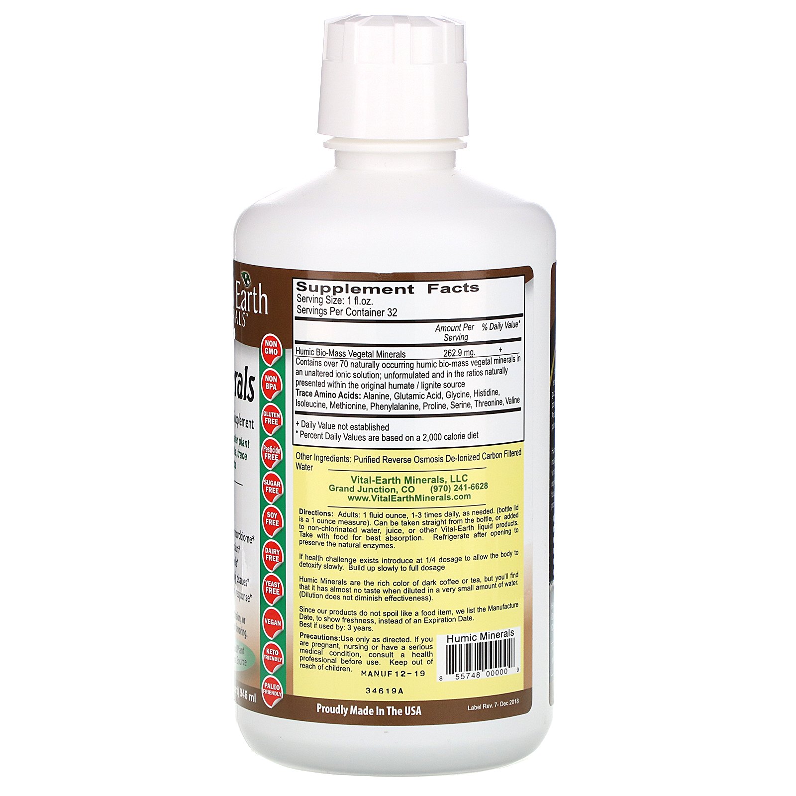 Comprar Vital Earth Minerals, Minerais Húmicos, 946 ml (32 fl oz) - Imagem 2