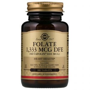 Comprar Solgar, Folato como Metafolina, 800 mcg, 100 Comprimidos
