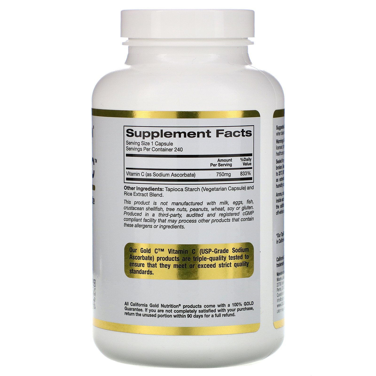 Comprar California Gold Nutrition, Cápsulas Tamponadas de Vitamina C, 750 mg, 240 Cápsulas Vegetais - Imagem 2