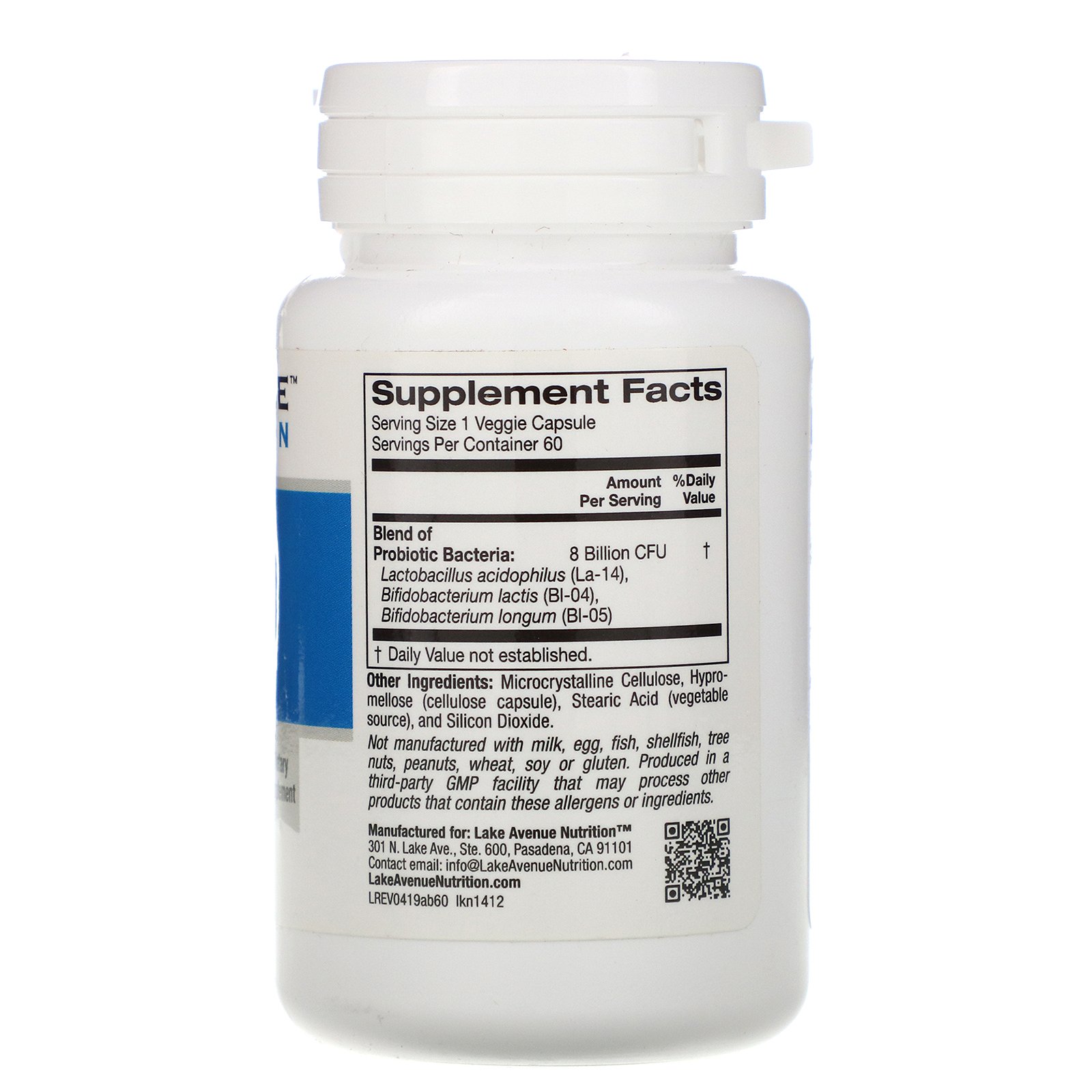 Comprar Lake Avenue Nutrition, Acidophilus & Bifidus, Probiotic Blend, 8 Billion CFU, 60 Veggie Capsules - Imagem 2