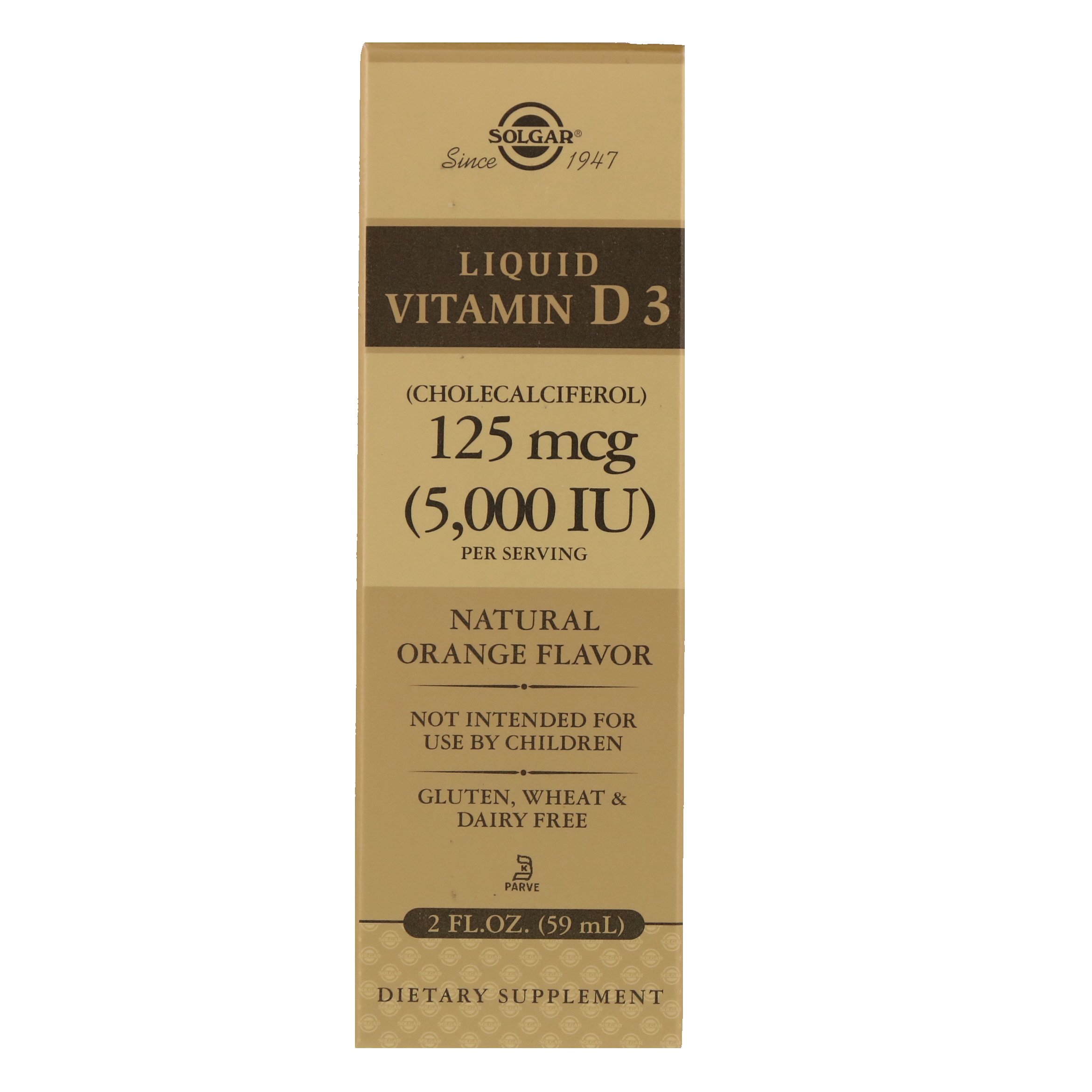 Comprar Solgar, Liquid Vitamin D3, Natural Orange Flavor, 125 mcg (5,000 IU), 2 fl oz (59 ml)