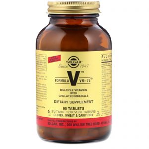 Comprar Solgar, Formula V, VM-75, Várias Vitaminas com Minerais Quelatados, 90 Comprimidos