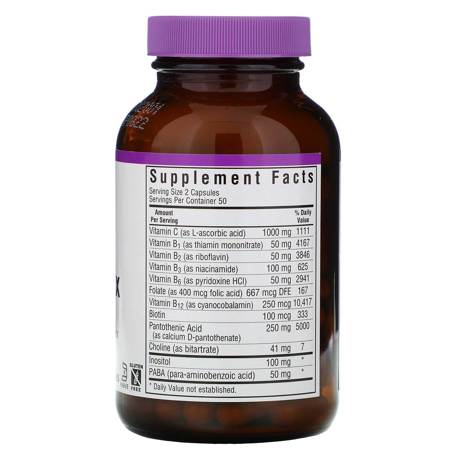Comprar Bluebonnet Nutrition, Stress B-Complex, 100 Vegetable Capsules - Imagem 2