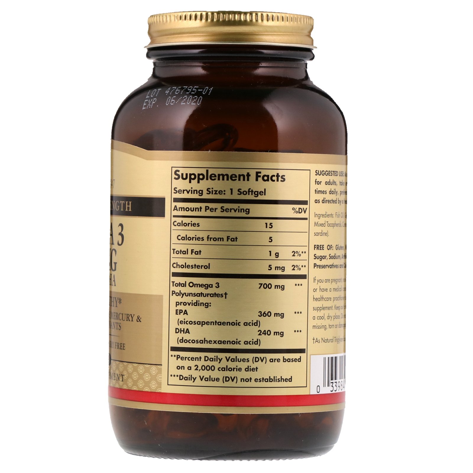 Comprar Solgar, Ômega 3, EPA e DHA, Força Dupla, 700 mg, 120 Softgels - Imagem 2