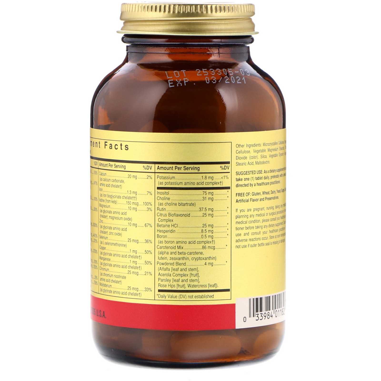 Comprar Solgar, Formula V, VM-75, Várias Vitaminas com Minerais Quelatados, 90 Comprimidos - Imagem 2