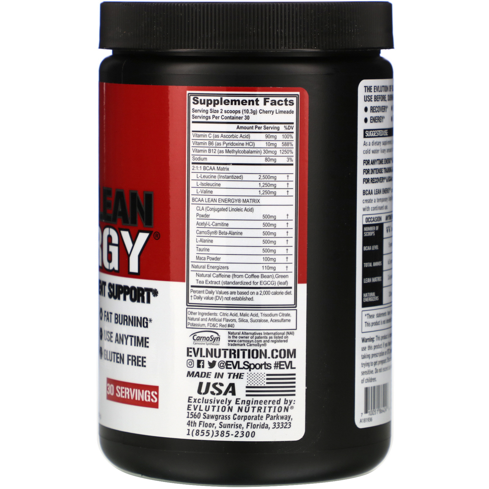 Comprar EVLution Nutrition, BCAA Lean Energy, Cherry Limeade, 330 g (11,6 oz) - Imagem 2