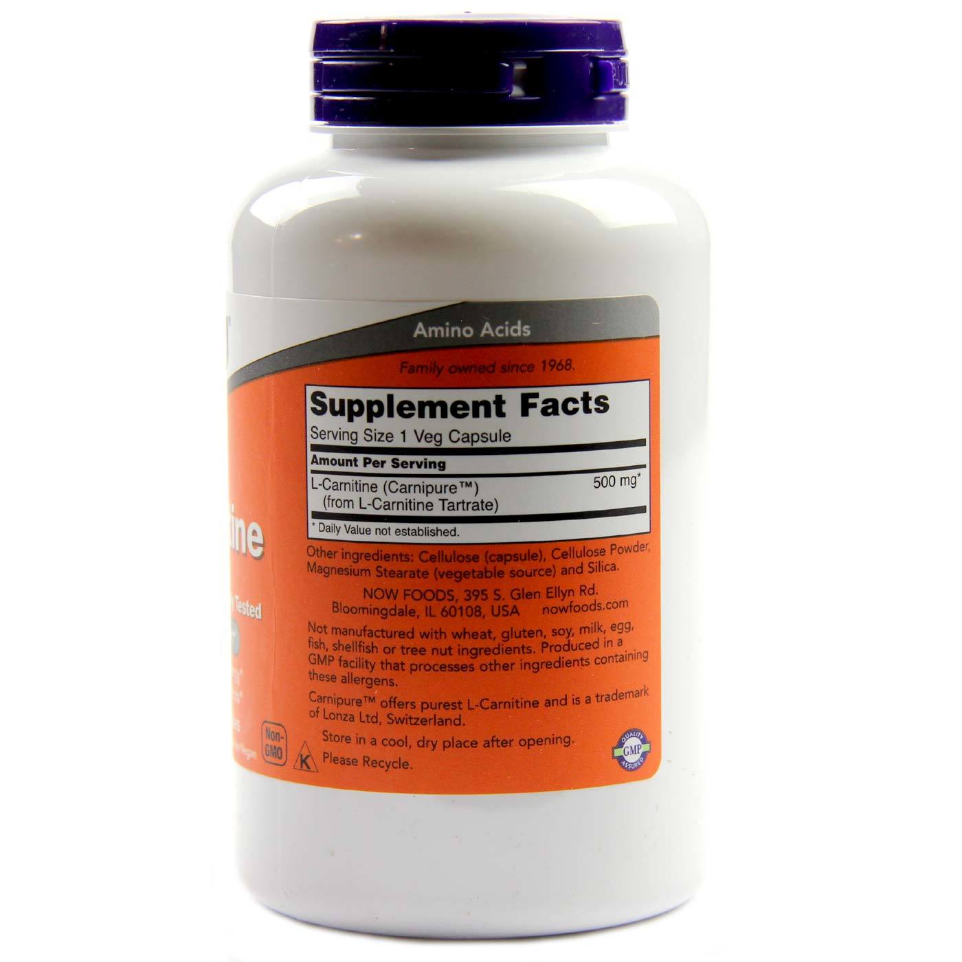 Comprar Now Foods, L-Carnitina 500 mg - 180 Cápsulas Vegatarianas - Imagem 2