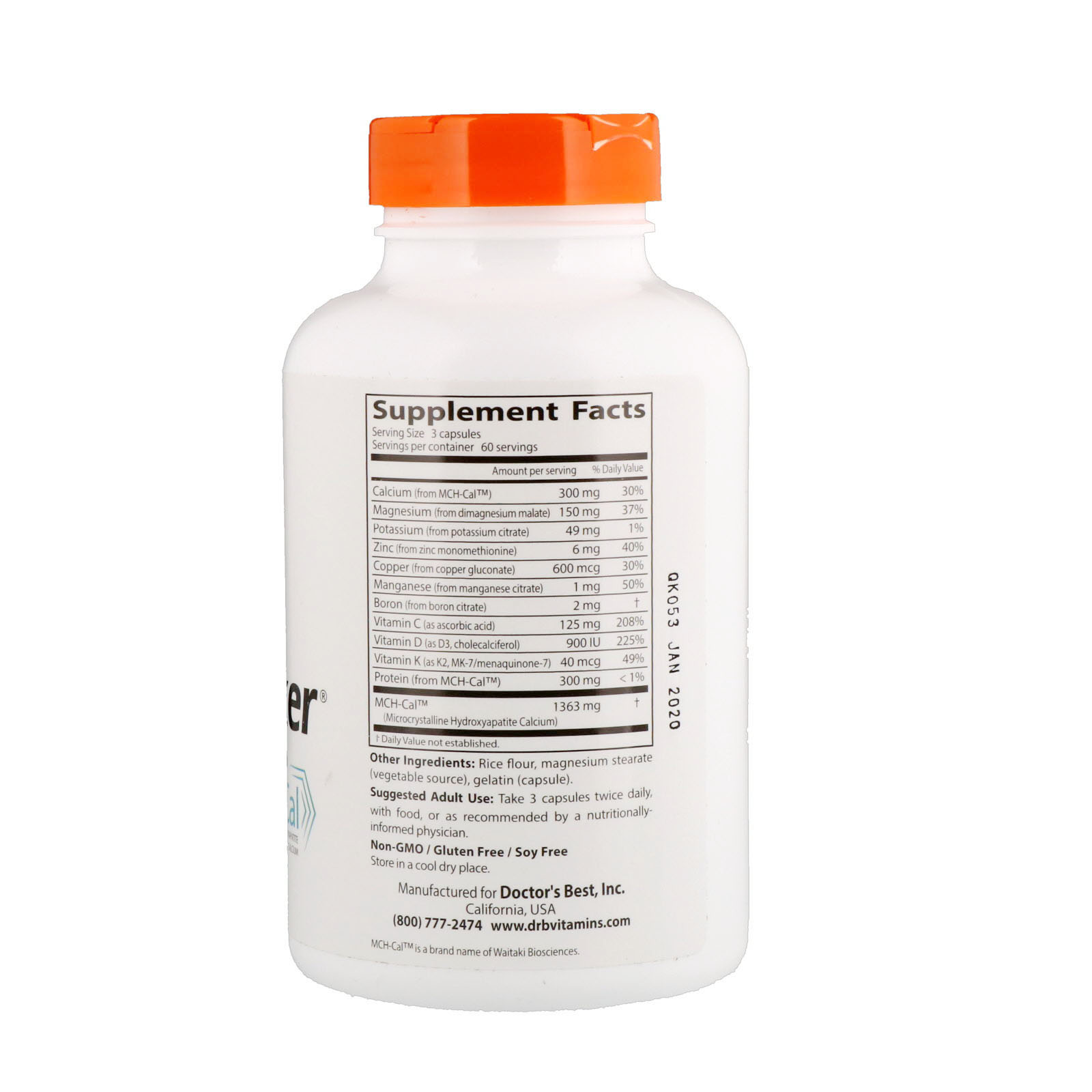 Comprar Doctor's Best, Calcium Bone Maker Complex with MCHCal, 180 Cápsulas - Imagem 2
