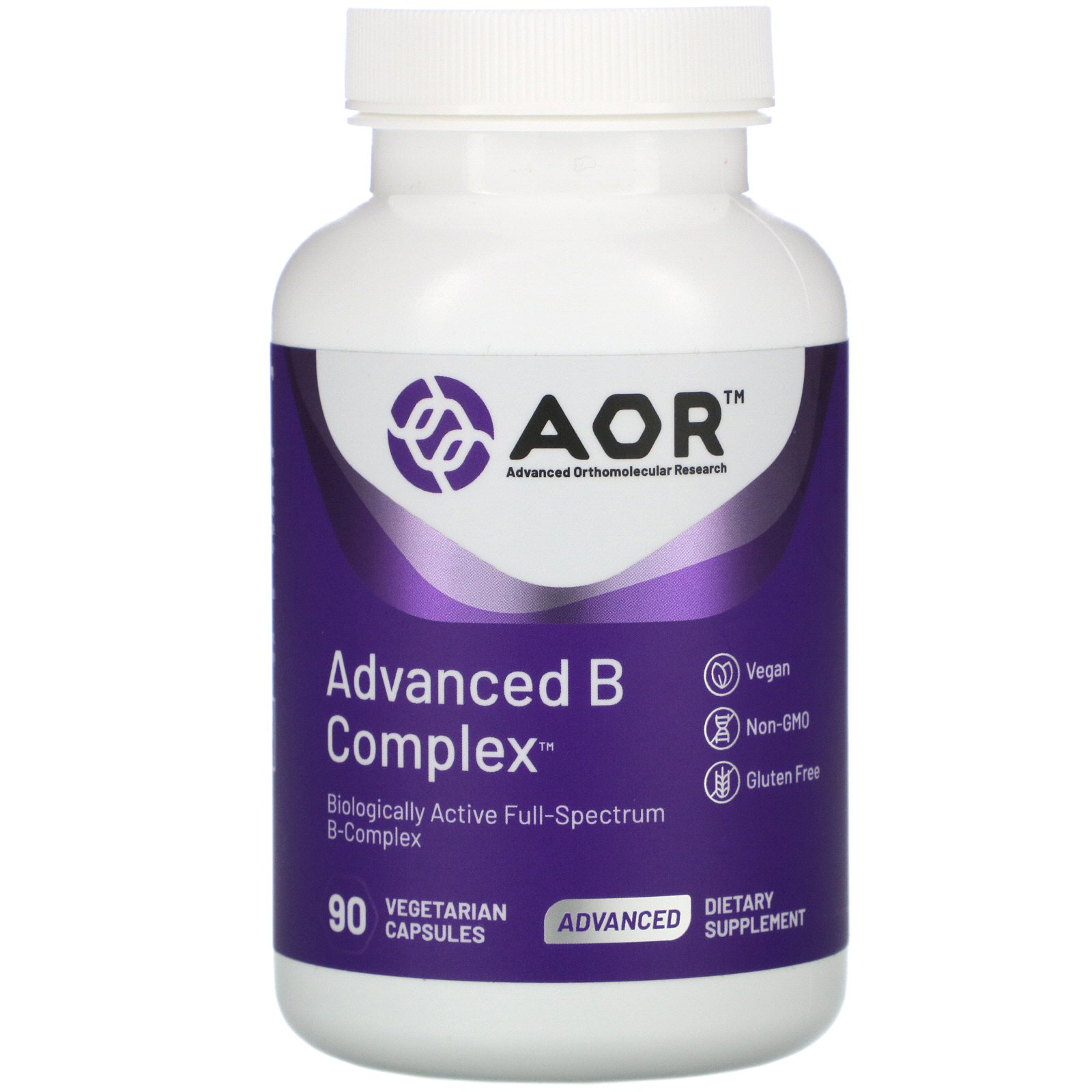 Comprar Advanced Orthomolecular Research AOR, Advanced B Complex, 90 Cápsulas Vegetarianas