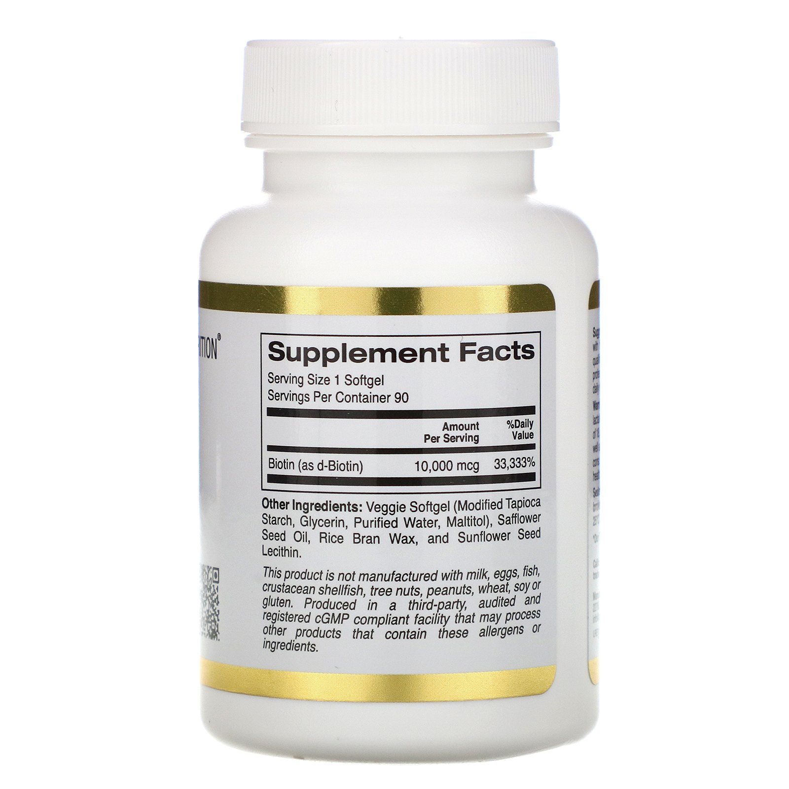 Comprar California Gold Nutrition, Biotina, 10.000 mcg, 90 Softgels Vegetais - Imagem 2