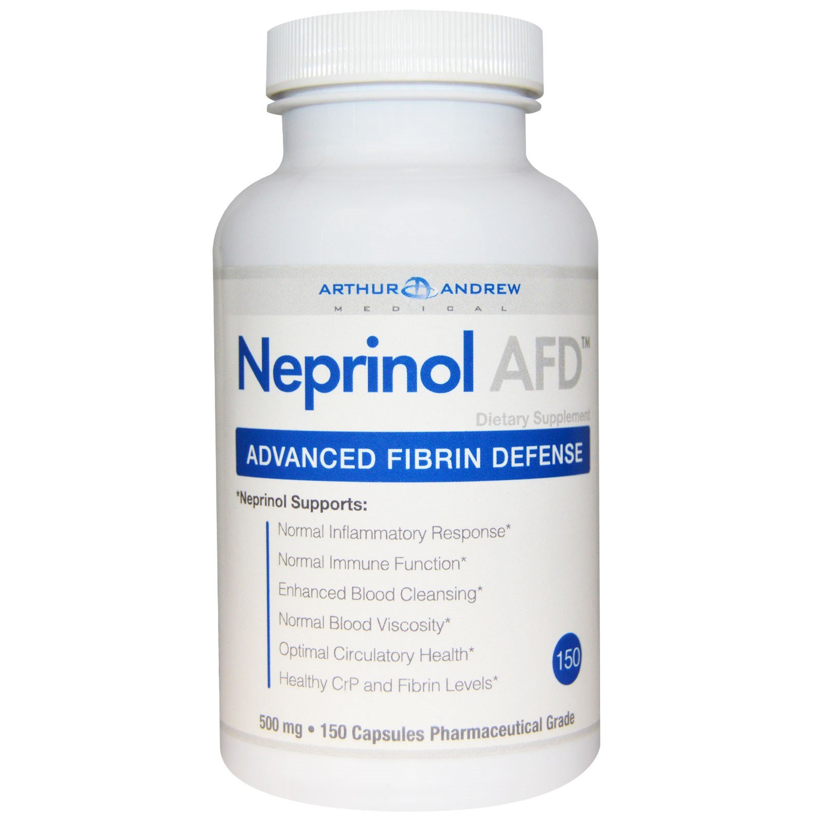 Comprar Arthur Andrew Medical, Neprinol AFD, Advanced Fibrin Defense, 500 mg, 150 Cápsulas