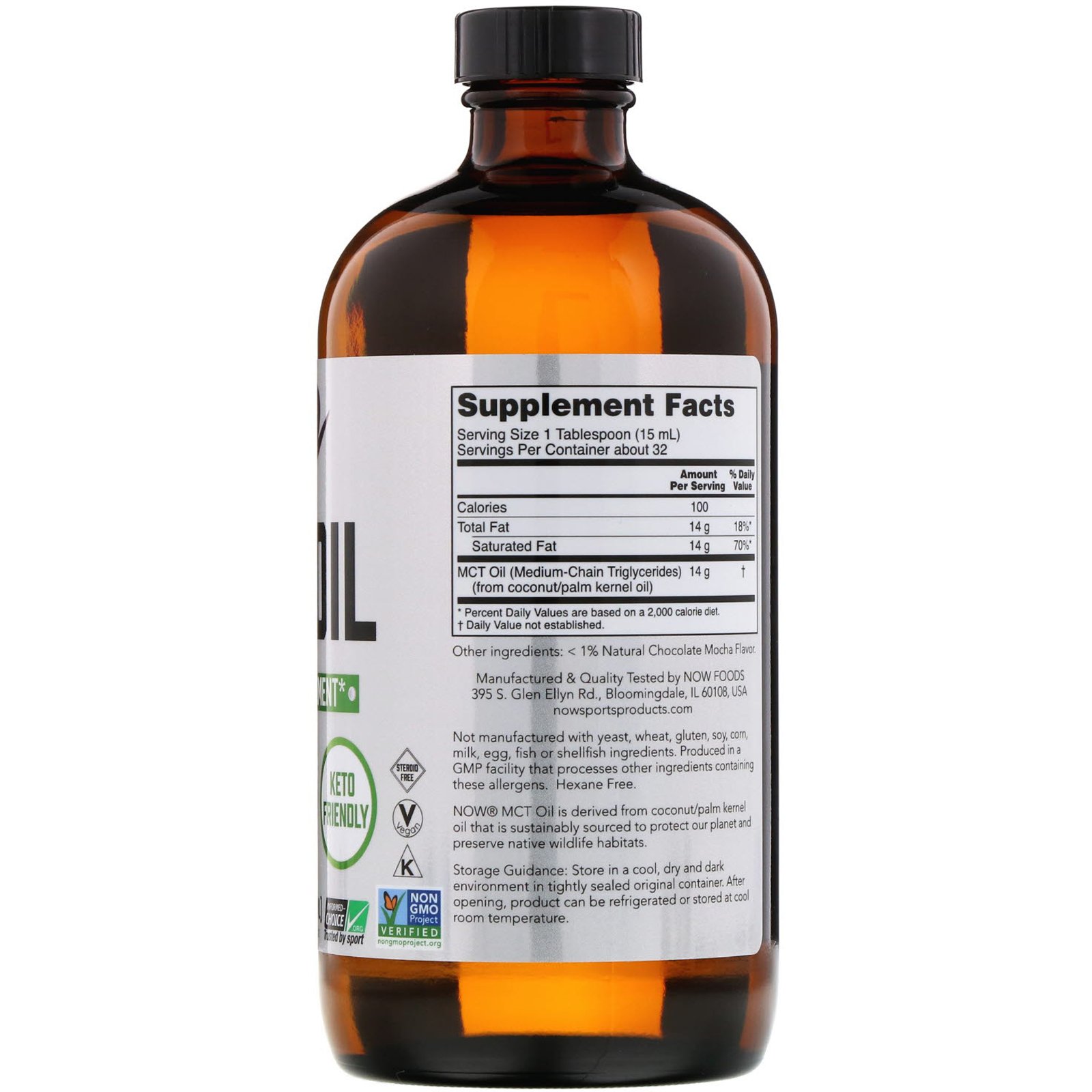 Comprar Now Foods, Sports, Óleo MCT, Moca de Chocolate, 16 fl oz (473 ml) - Imagem 2