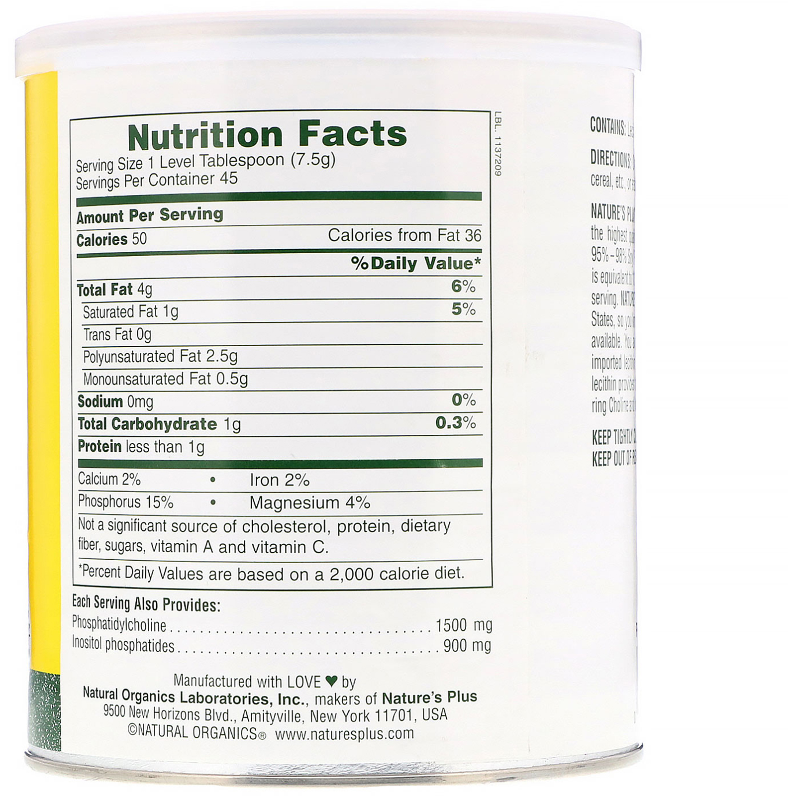 Comprar Nature's Plus, Grânulos de Lecitina, Soja Natural, 12 oz (340 g) - Imagem 2