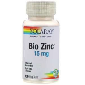 Comprar Solaray, Bio Zinc, 15 mg, 100 Cápsulas Vegetais