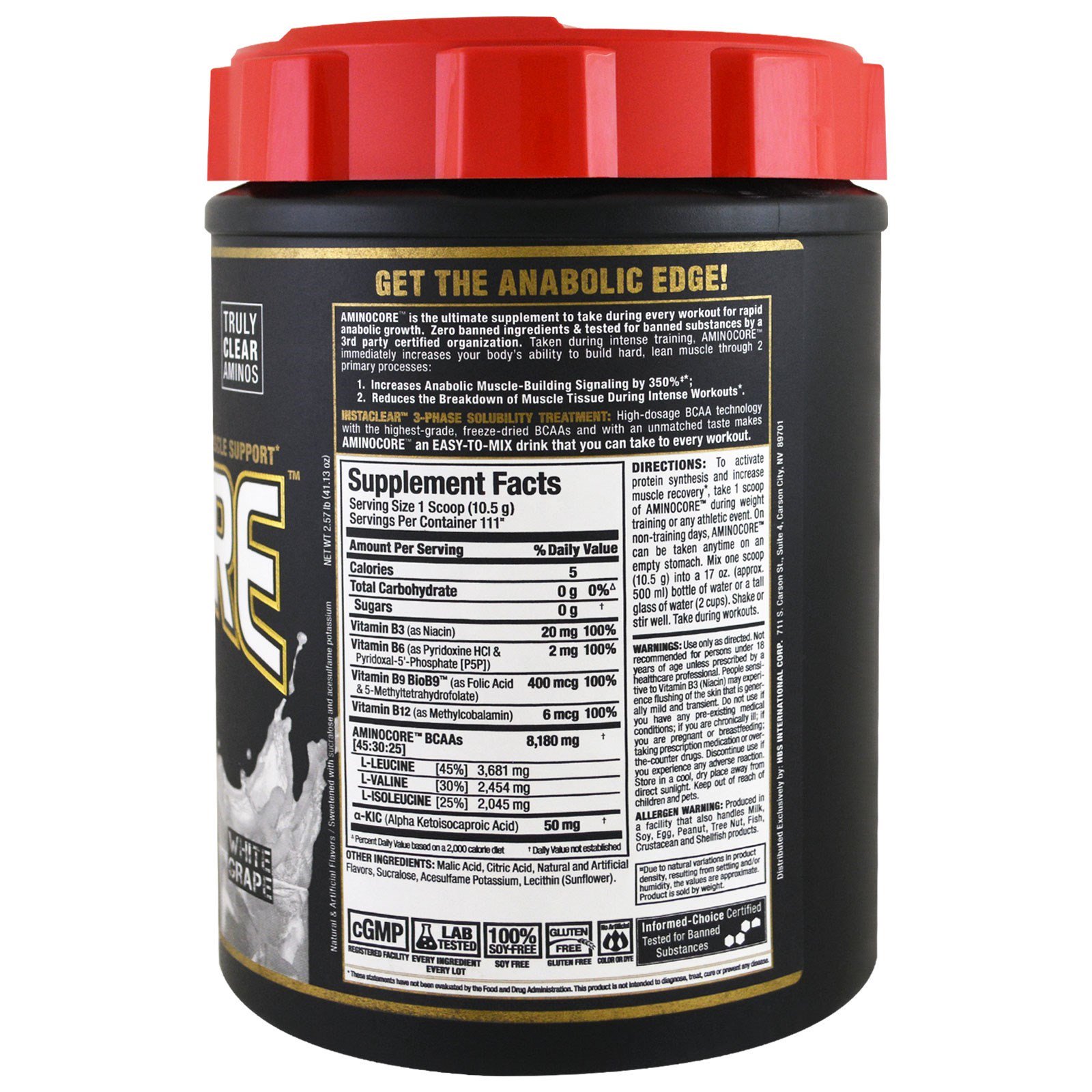 Comprar ALLMAX Nutrition, AMINOCORE, Instantized BCAAs Intra-Workout Muscle Support, White Grape, 2.57 lbs (1166 g) - Imagem 2