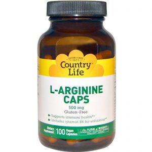 Comprar Country Life, L-Arginine Caps, 500 mg, 100 Vegan Caps
