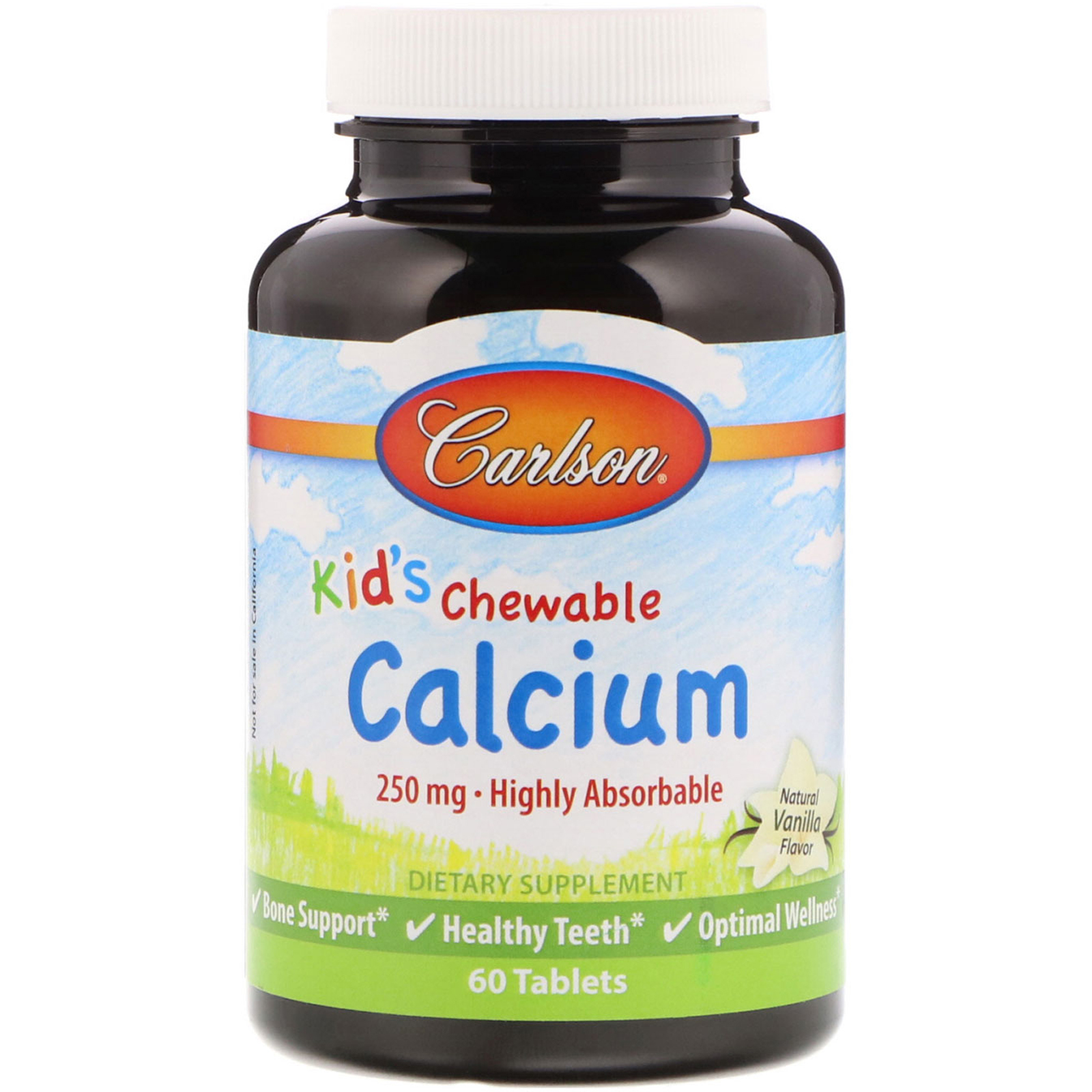 Comprar Carlson Labs, Kid's, Chewable Calcium, Natural Vanilla Flavor, 250 mg, 60 Tablets